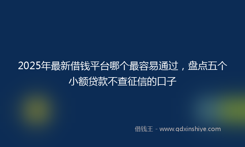 2025年最新借钱平台哪个最容易通过，盘点五个小额贷款不查征信的口子