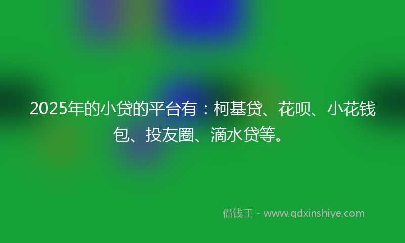 2025年的小贷的平台有：柯基贷、花呗、小花钱包、投友圈、滴水贷等。