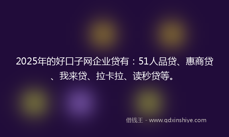 2025年的好口子网企业贷有：51人品贷、惠商贷、我来贷、拉卡拉、读秒贷等。