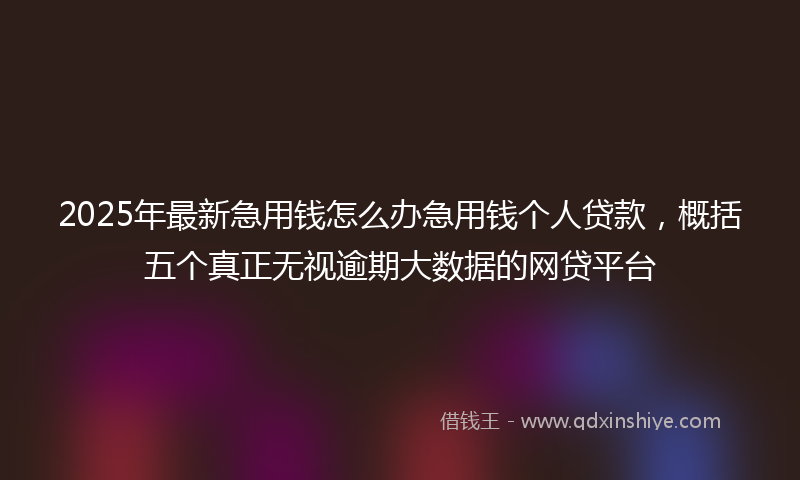 2025年最新急用钱怎么办急用钱个人贷款，概括五个真正无视逾期大数据的网贷平台