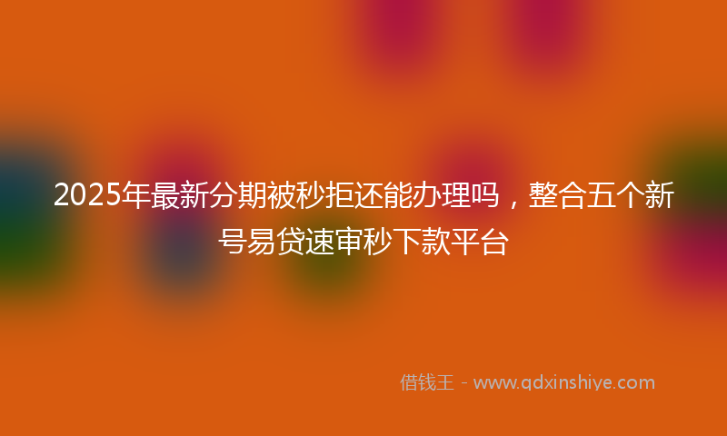 2025年最新分期被秒拒还能办理吗，整合五个新号易贷速审秒下款平台