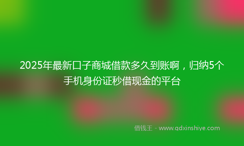 2025年最新口子商城借款多久到账啊，归纳5个手机身份证秒借现金的平台