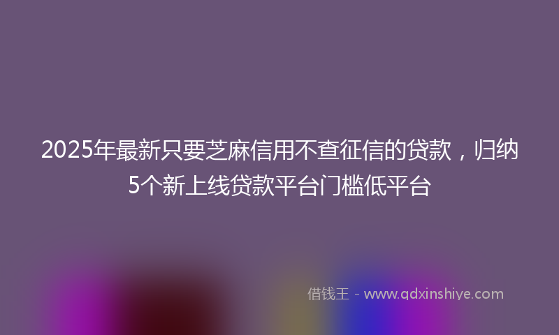2025年最新只要芝麻信用不查征信的贷款，归纳5个新上线贷款平台门槛低平台