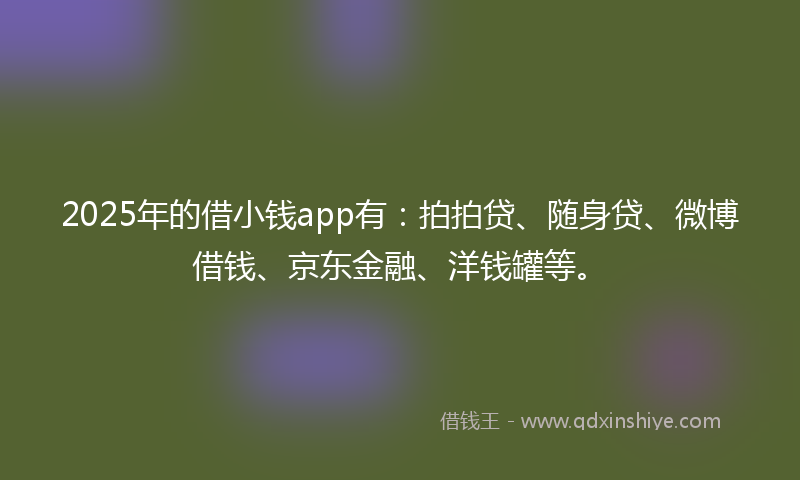 2025年的借小钱app有：拍拍贷、随身贷、微博借钱、京东金融、洋钱罐等。