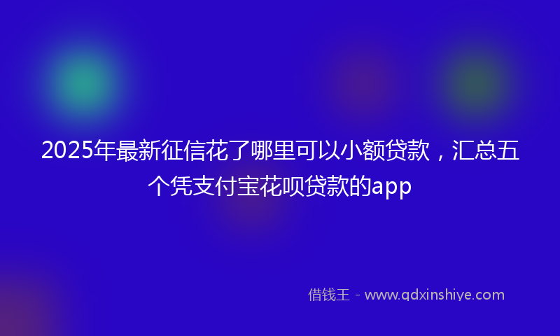 2025年最新征信花了哪里可以小额贷款，汇总五个凭支付宝花呗贷款的app