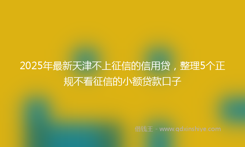 2025年最新天津不上征信的信用贷，整理5个正规不看征信的小额贷款口子