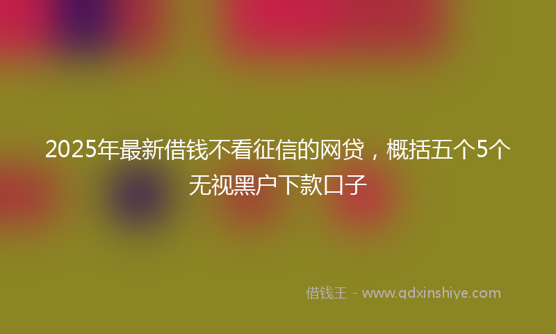 2025年最新借钱不看征信的网贷，概括五个5个无视黑户下款口子