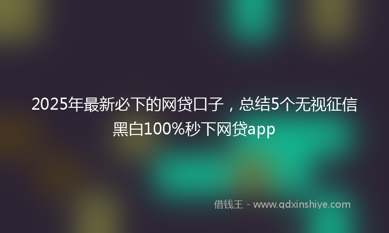 2025年最新必下的网贷口子，总结5个无视征信黑白100%秒下网贷app