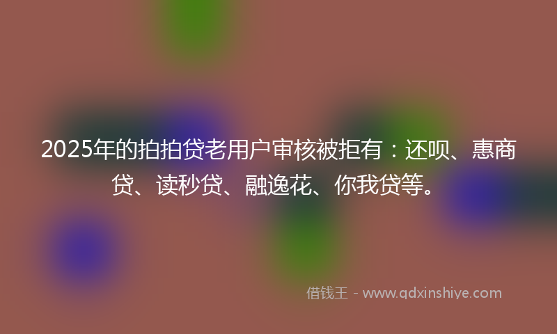 2025年的拍拍贷老用户审核被拒有：还呗、惠商贷、读秒贷、融逸花、你我贷等。