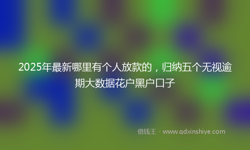 2025年最新哪里有个人放款的，归纳五个无视逾期大数据花户黑户口子