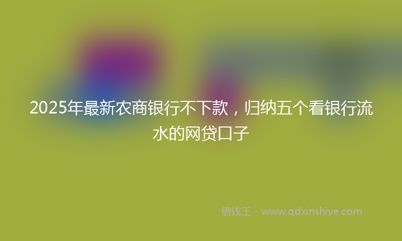 2025年最新农商银行不下款，归纳五个看银行流水的网贷口子