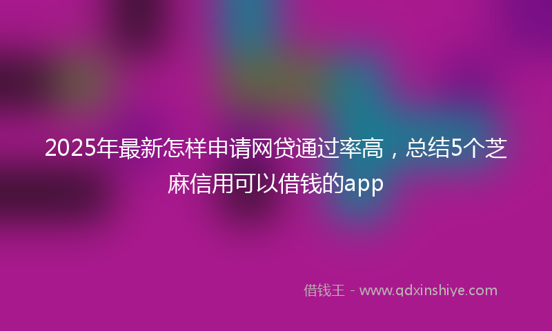 2025年最新怎样申请网贷通过率高，总结5个芝麻信用可以借钱的app