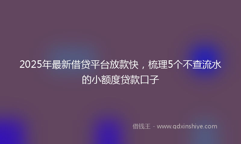 2025年最新借贷平台放款快，梳理5个不查流水的小额度贷款口子