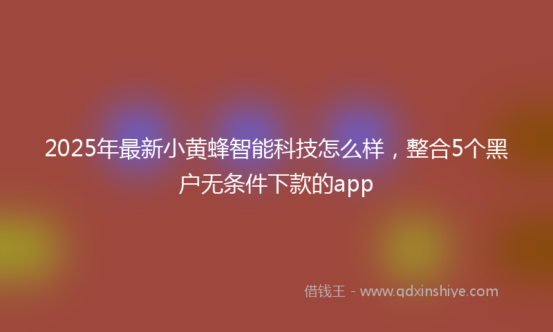 2025年最新小黄蜂智能科技怎么样，整合5个黑户无条件下款的app