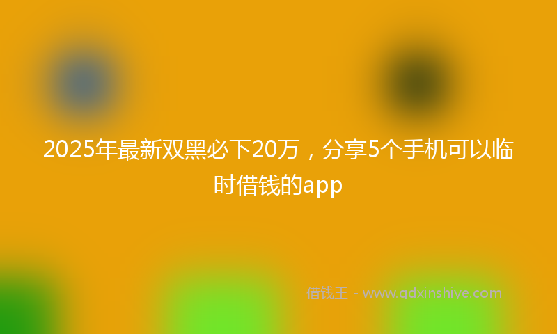 2025年最新双黑必下20万，分享5个手机可以临时借钱的app
