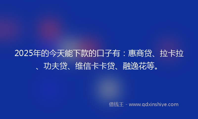 2025年的今天能下款的口子有：惠商贷、拉卡拉、功夫贷、维信卡卡贷、融逸花等。