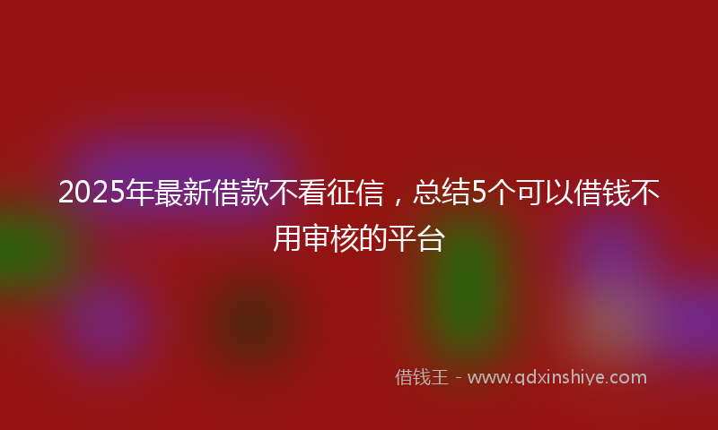 2025年最新借款不看征信，总结5个可以借钱不用审核的平台