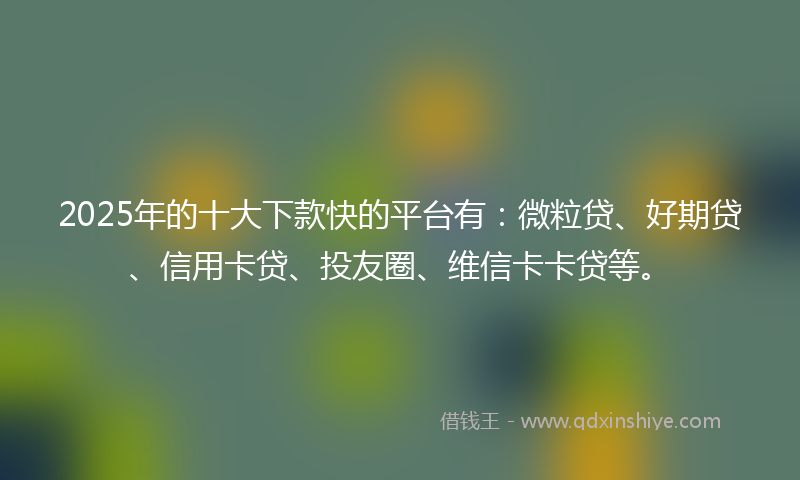 2025年的十大下款快的平台有：微粒贷、好期贷、信用卡贷、投友圈、维信卡卡贷等。