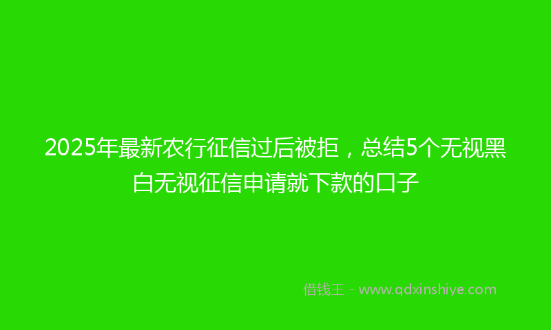 2025年最新农行征信过后被拒，总结5个无视黑白无视征信申请就下款的口子