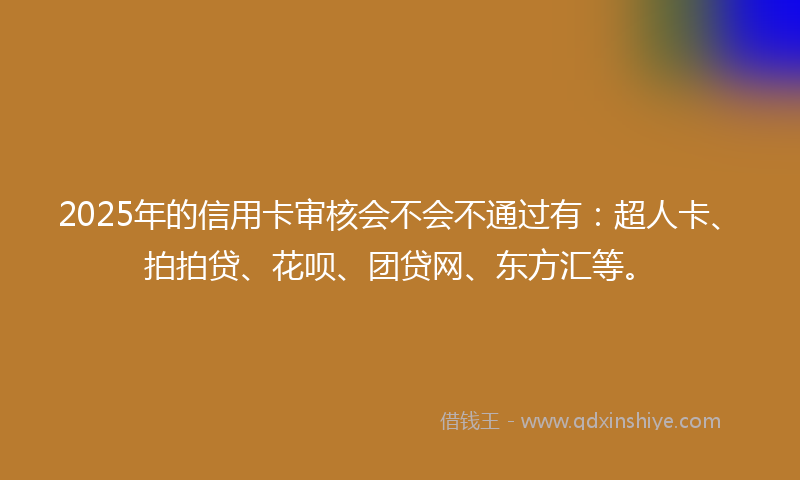 2025年的信用卡审核会不会不通过有：超人卡、拍拍贷、花呗、团贷网、东方汇等。
