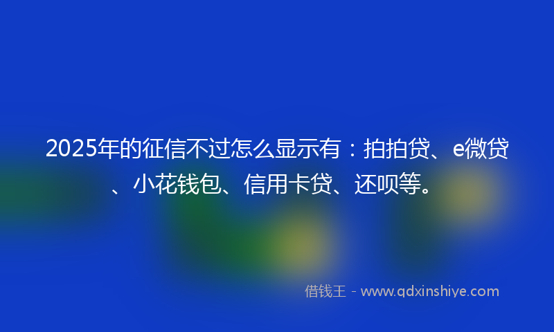 2025年的征信不过怎么显示有：拍拍贷、e微贷、小花钱包、信用卡贷、还呗等。