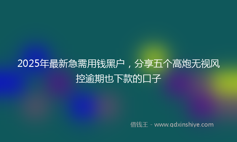 2025年最新急需用钱黑户，分享五个高炮无视风控逾期也下款的口子
