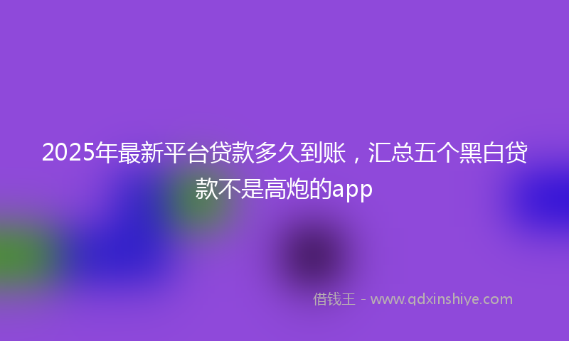 2025年最新平台贷款多久到账，汇总五个黑白贷款不是高炮的app