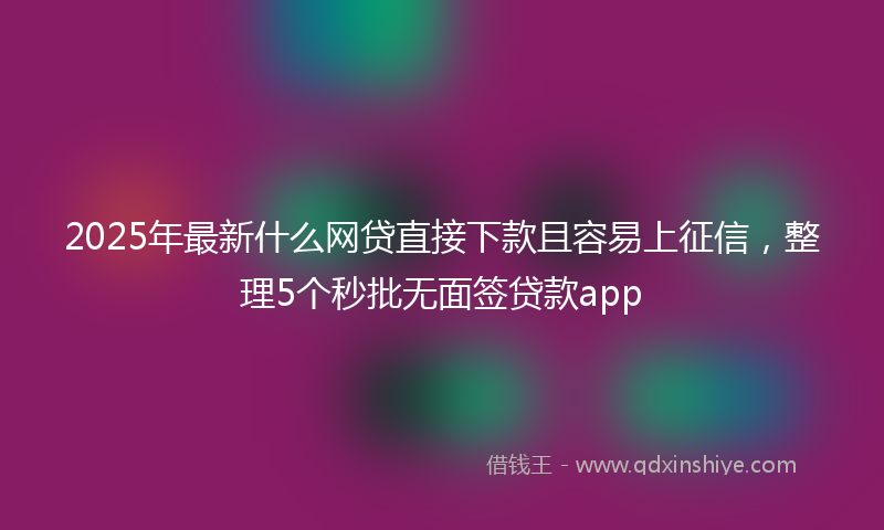 2025年最新什么网贷直接下款且容易上征信，整理5个秒批无面签贷款app
