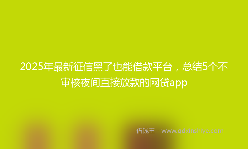 2025年最新征信黑了也能借款平台，总结5个不审核夜间直接放款的网贷app