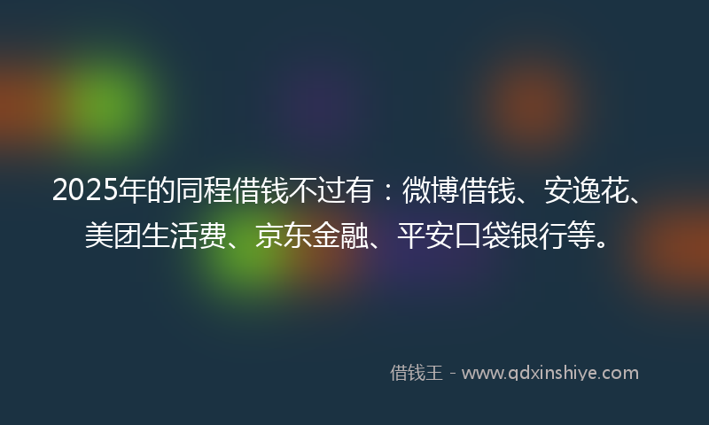 2025年的同程借钱不过有：微博借钱、安逸花、美团生活费、京东金融、平安口袋银行等。