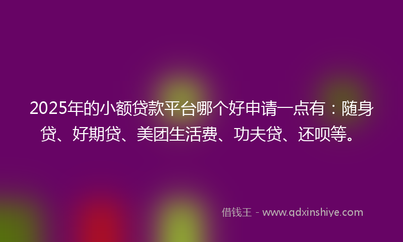 2025年的小额贷款平台哪个好申请一点有：随身贷、好期贷、美团生活费、功夫贷、还呗等。