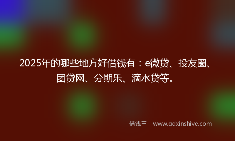 2025年的哪些地方好借钱有：e微贷、投友圈、团贷网、分期乐、滴水贷等。