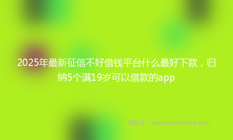 2025年最新征信不好借钱平台什么最好下款，归纳5个满19岁可以借款的app