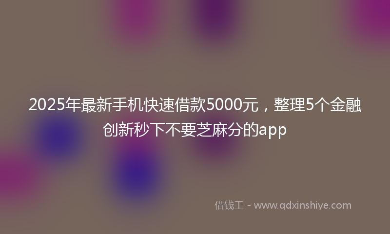 2025年最新手机快速借款5000元，整理5个金融创新秒下不要芝麻分的app