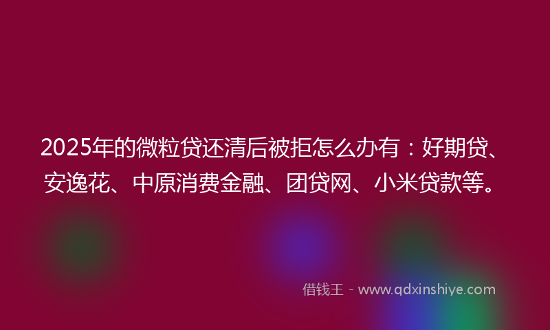 2025年的微粒贷还清后被拒怎么办有：好期贷、安逸花、中原消费金融、团贷网、小米贷款等。