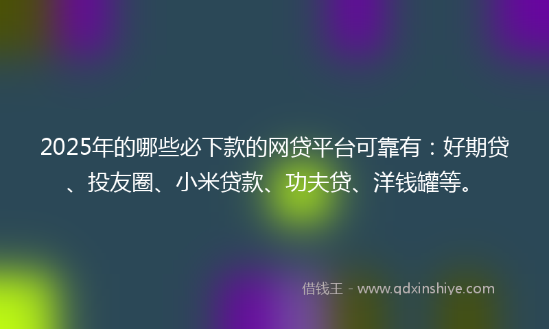 2025年的哪些必下款的网贷平台可靠有：好期贷、投友圈、小米贷款、功夫贷、洋钱罐等。