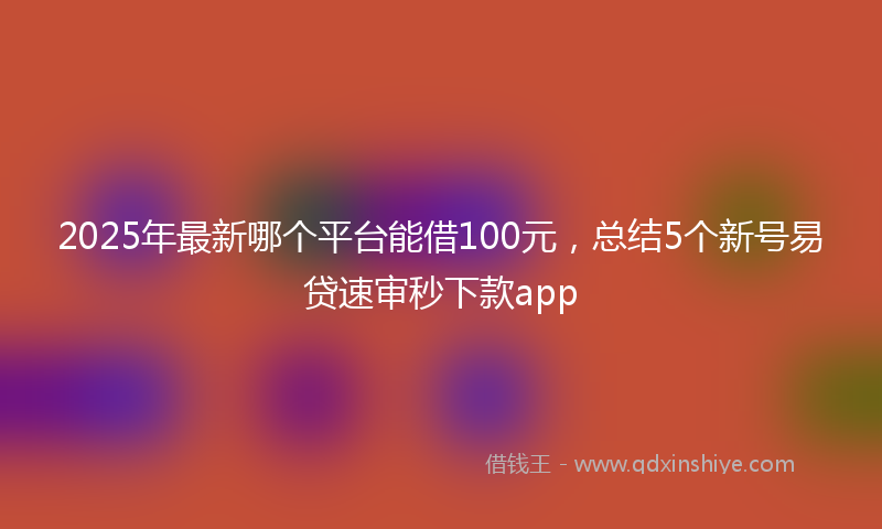 2025年最新哪个平台能借100元，总结5个新号易贷速审秒下款app