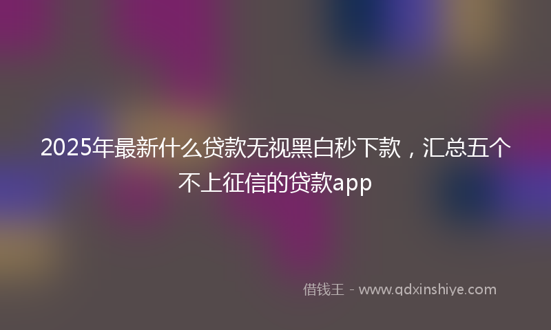 2025年最新什么贷款无视黑白秒下款，汇总五个不上征信的贷款app