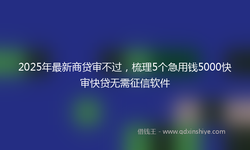 2025年最新商贷审不过，梳理5个急用钱5000快审快贷无需征信软件