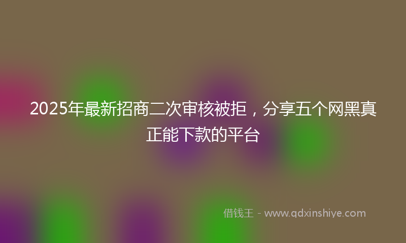 2025年最新招商二次审核被拒，分享五个网黑真正能下款的平台