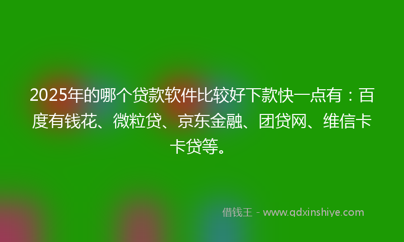 2025年的哪个贷款软件比较好下款快一点有：百度有钱花、微粒贷、京东金融、团贷网、维信卡卡贷等。