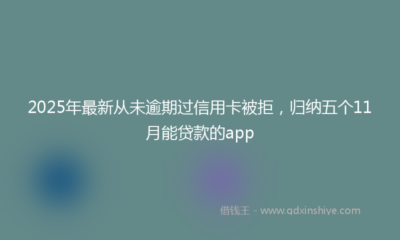 2025年最新从未逾期过信用卡被拒，归纳五个11月能贷款的app