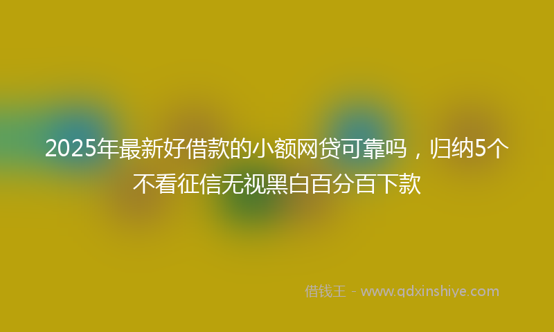 2025年最新好借款的小额网贷可靠吗，归纳5个不看征信无视黑白百分百下款