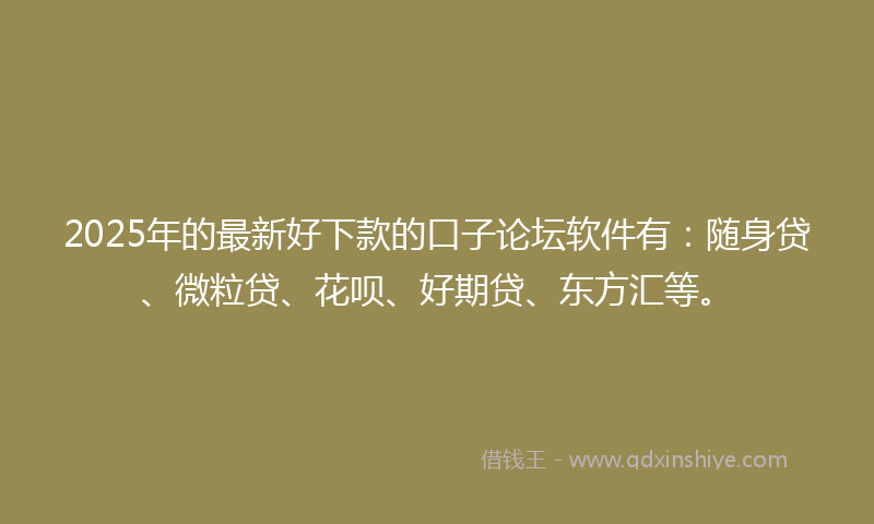 2025年的最新好下款的口子论坛软件有：随身贷、微粒贷、花呗、好期贷、东方汇等。