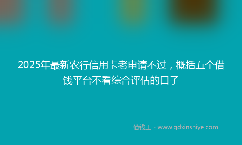 2025年最新农行信用卡老申请不过，概括五个借钱平台不看综合评估的口子