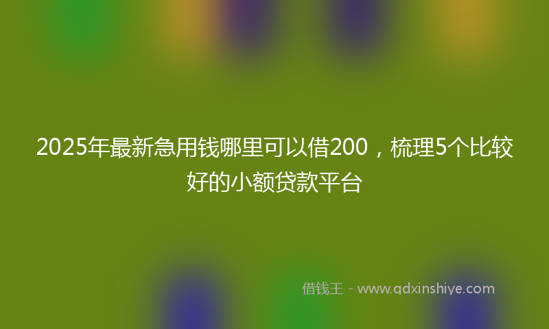 2025年最新急用钱哪里可以借200，梳理5个比较好的小额贷款平台