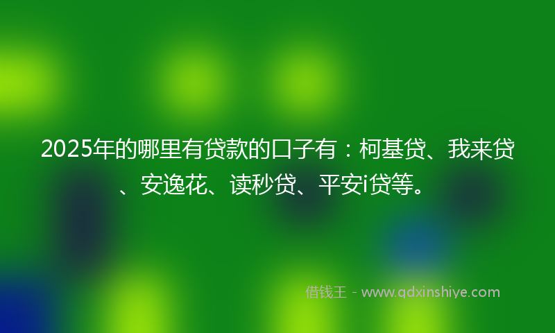 2025年的哪里有贷款的口子有：柯基贷、我来贷、安逸花、读秒贷、平安i贷等。