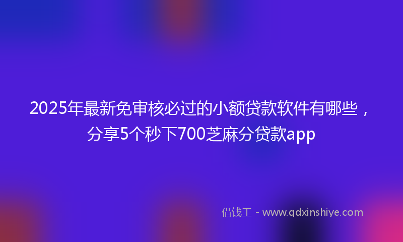 2025年最新免审核必过的小额贷款软件有哪些，分享5个秒下700芝麻分贷款app