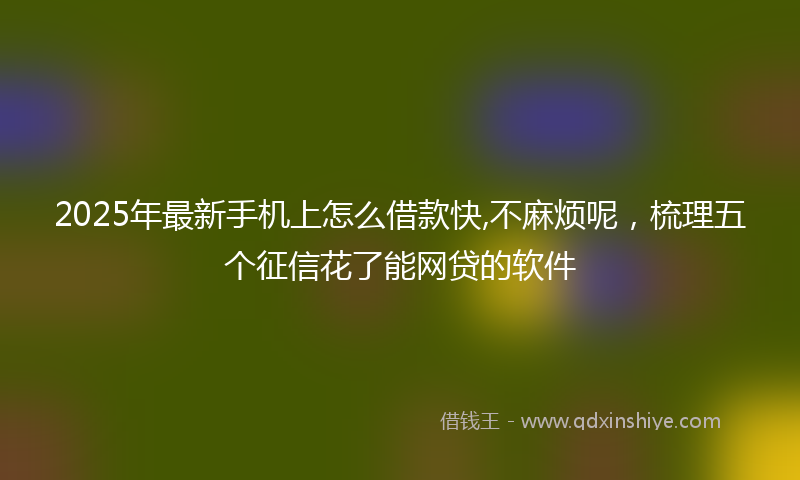 2025年最新手机上怎么借款快,不麻烦呢，梳理五个征信花了能网贷的软件
