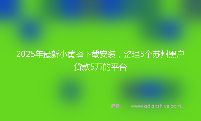 2025年最新小黄蜂下载安装，整理5个苏州黑户贷款5万的平台